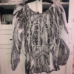 NY Collection Petite black and white blouse